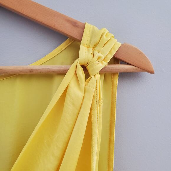 Bisou Bisou Yellow Sleeveless Faux Wrap Summer Dress Size 12 - Picture 5 of 7